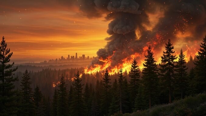 Canada Méga feu de foret incendie fumée États-Unis Europe Canada Méga feu de foret incendie fumée États-Unis Europe